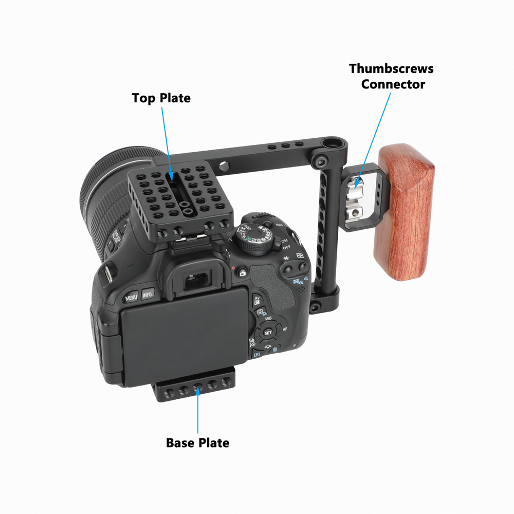 CAMVATE DSLR Video Camera Cage Stabilizer Rig with Wooden Handle(right)