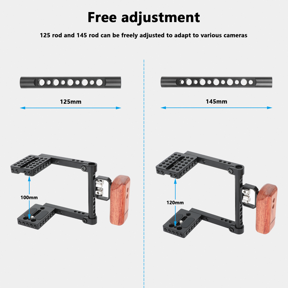 CAMVATE DSLR Video Camera Cage Stabilizer Rig with Wooden Handle(right)