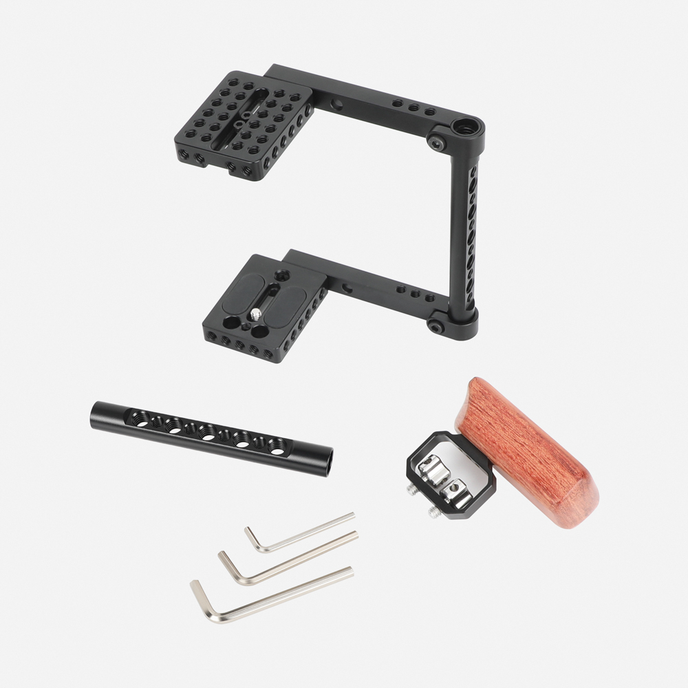 CAMVATE DSLR Video Camera Cage Stabilizer Rig with Wooden Handle(right)