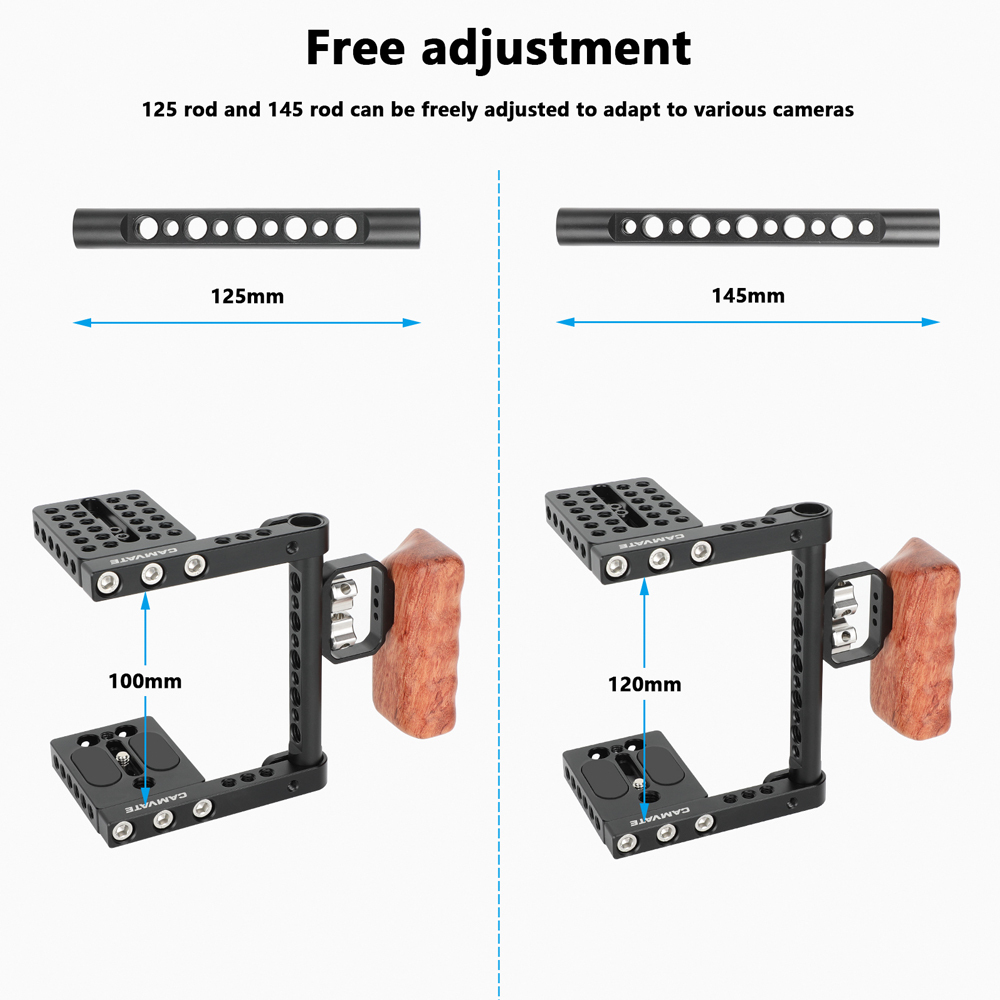 CAMVATE DSLR Video Camera Cage Stabilizer Rig with Wooden Handle for Canon Nikon Sony