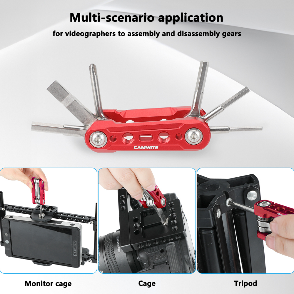 CAMVATE Folding 6-in-1 Multi-Tool Kit (Red)