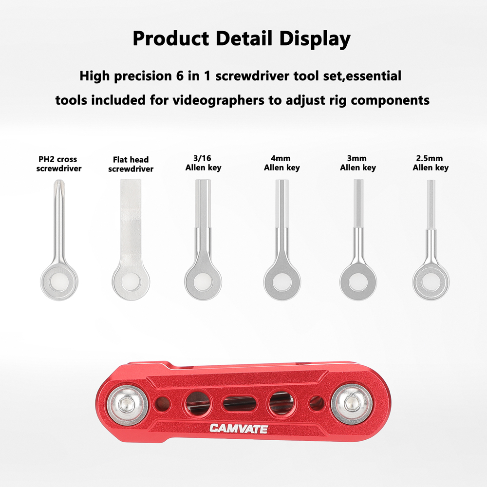 CAMVATE Folding 6-in-1 Multi-Tool Kit (Red)