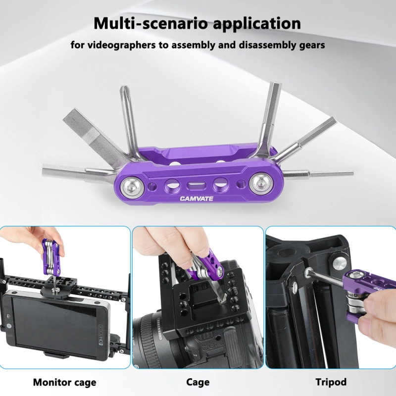 CAMVATE Folding 6-in-1 Multi-Tool Kit (Purple)