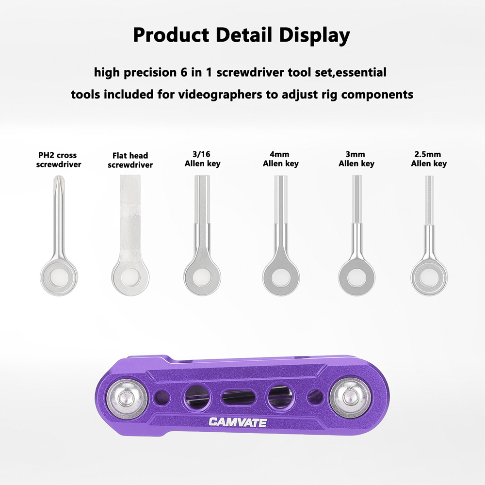 CAMVATE Folding 6-in-1 Multi-Tool Kit (Purple)