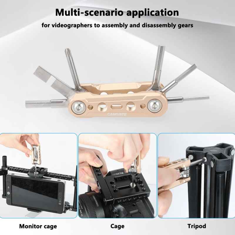CAMVATE Folding 6-in-1 Multi-Tool Kit (Gold)