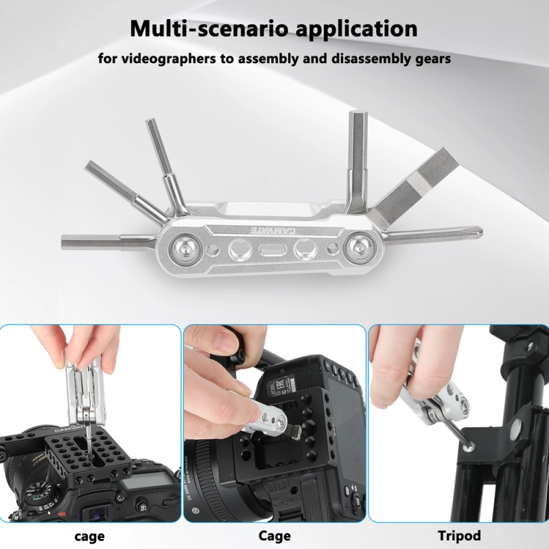 CAMVATE Folding 6-in-1 Multi-Tool Kit (Silver)