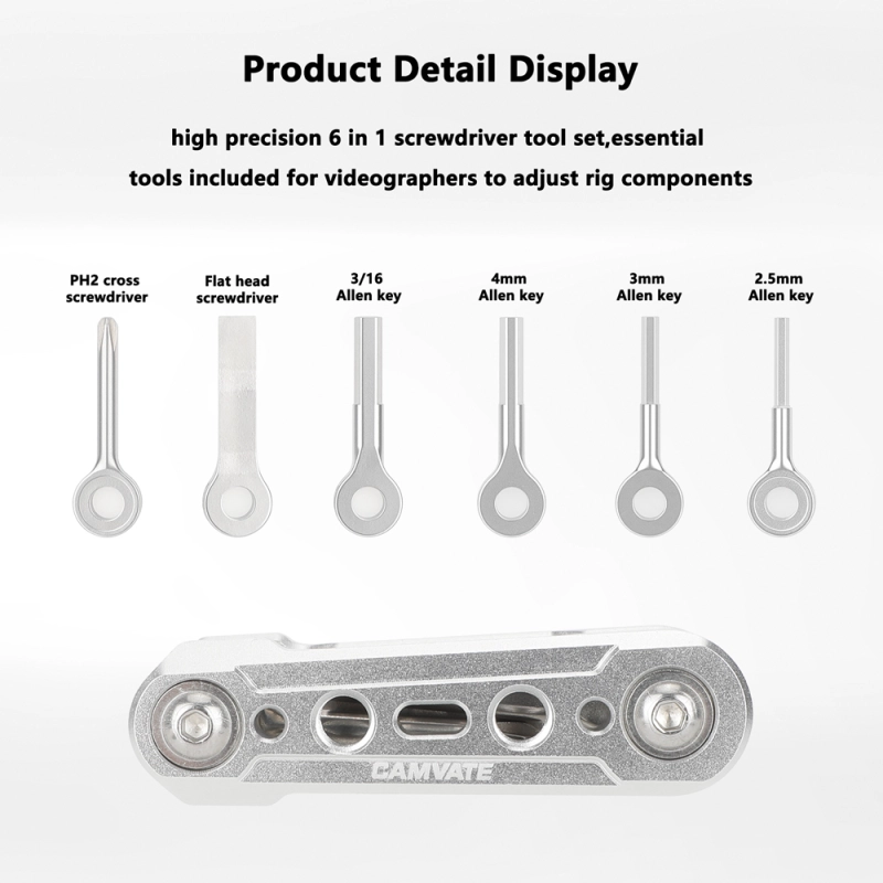 CAMVATE Folding 6-in-1 Multi-Tool Kit (Silver)