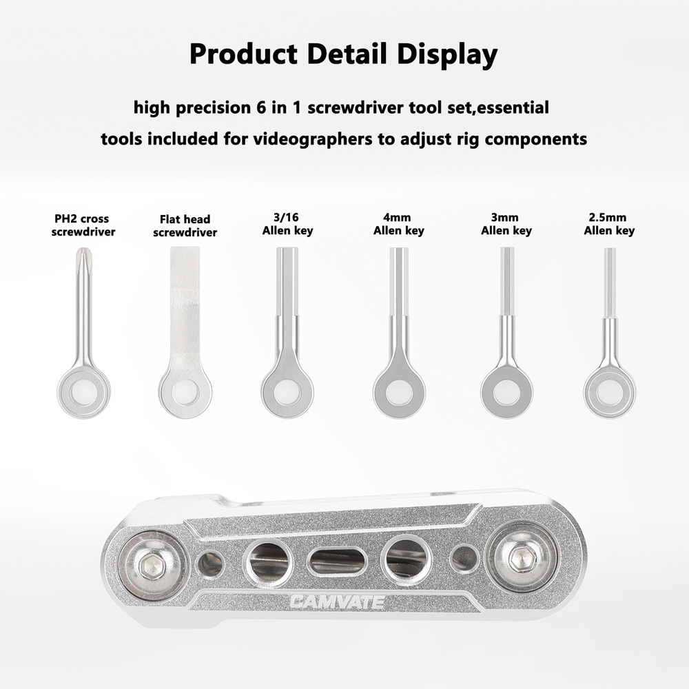 CAMVATE Folding 6-in-1 Multi-Tool Kit (Silver)