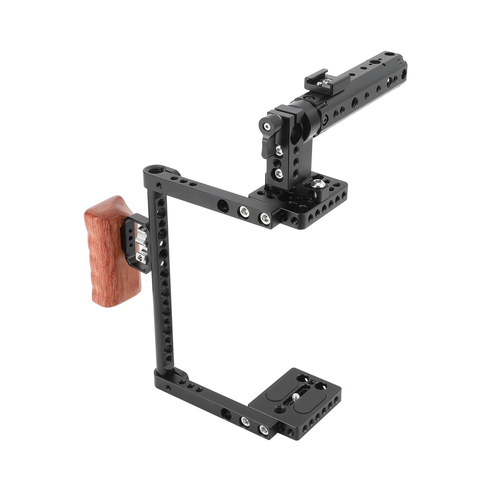 CAMVATE Universal Cage Top Handle Wood Grip for 80D, GH5 (Large)
