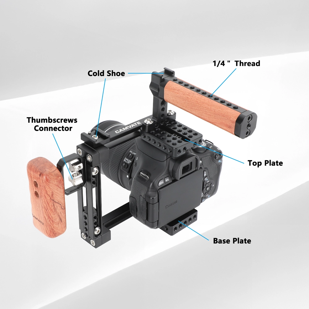 Canon Eos CAVATE DSLR Holzgriff Griff It Stecker Für DV Video Kaera Käfig Sony Camera