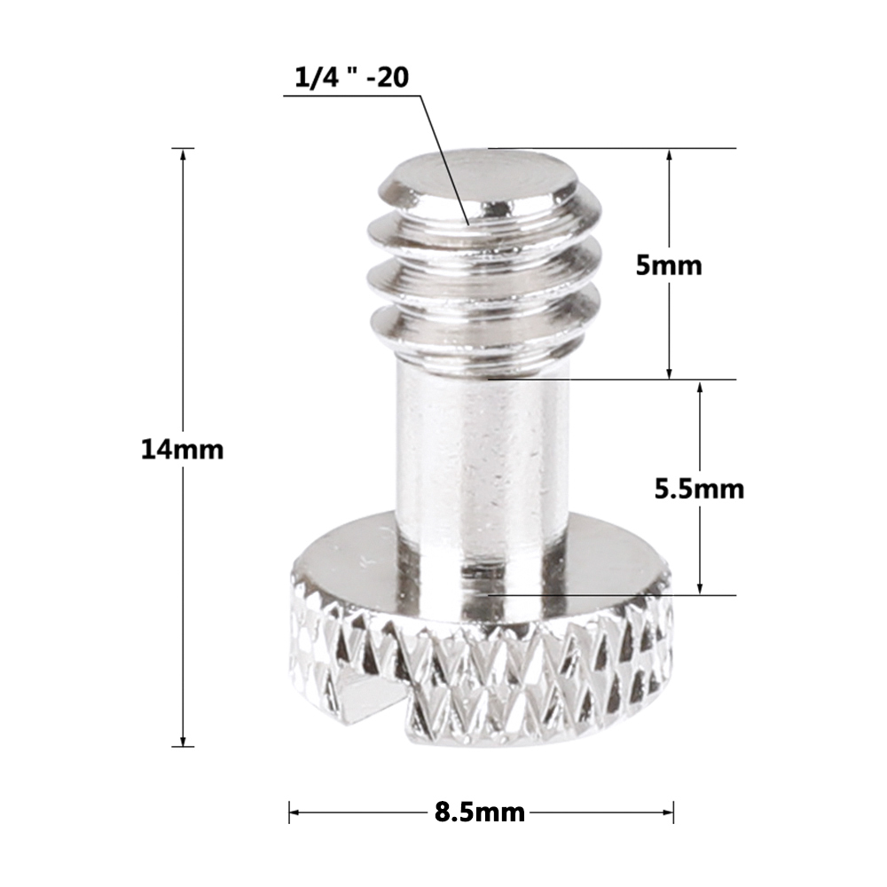 CAMVATE Nickel Brass Made 1/4"-20 Slotted Screw For Quick Release Plate (2 Pieces)
