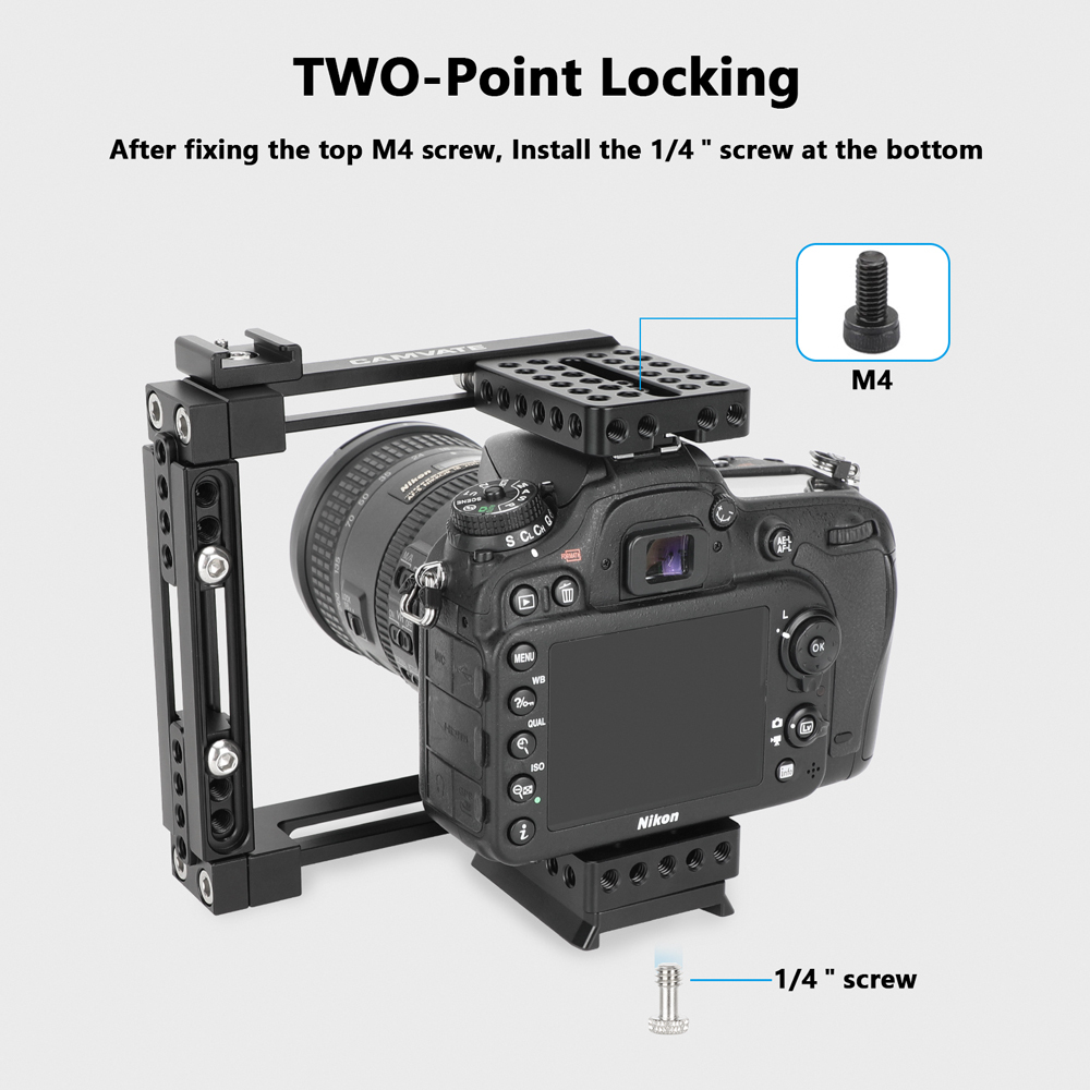 CAMVATE Adjustable Half Cage Kit With Manfrotto Quick Release Plate 15mm Railblock Base + Wooden Handgrip