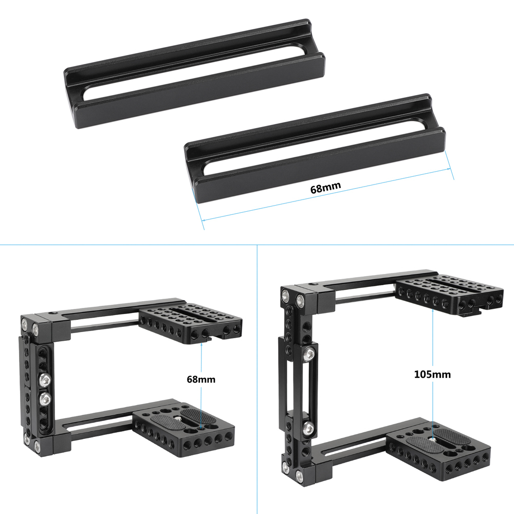 CAMVATE Adjustable Half Cage Kit With Manfrotto Quick Release Plate 15mm Railblock Base + Wooden Handgrip