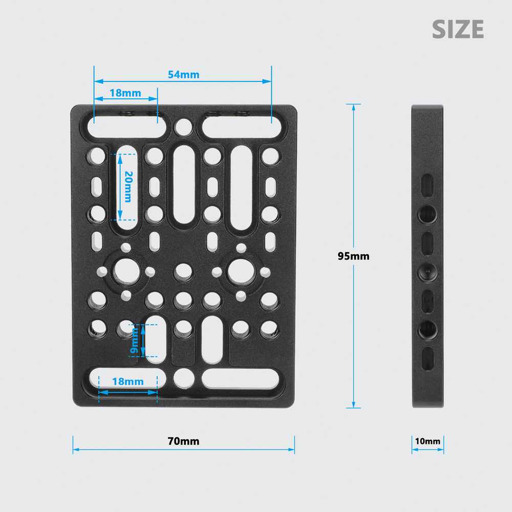 CAMVATE Square Cheese-Type Plate with 1/4"-20 Accessory Threads