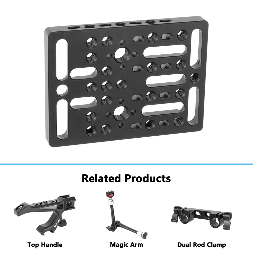CAMVATE Square Cheese-Type Plate with 1/4"-20 Accessory Threads