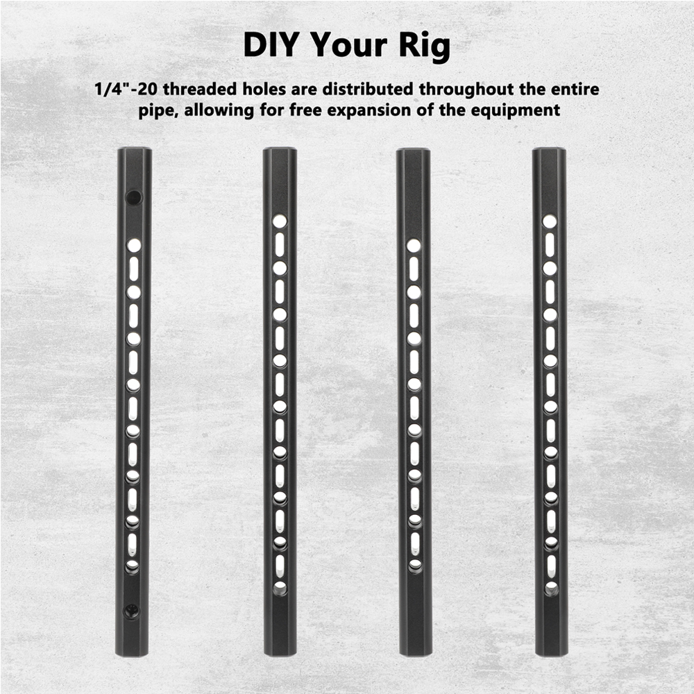 CAMVATE Support Bar with 1/4"-20 & 3/8"-16 Threads for 15mm Rod System (10", Pair)