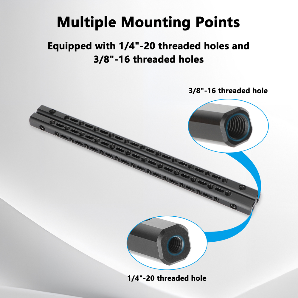 CAMVATE Support Bar with 1/4"-20 Accessory Threads for 15mm Rod System (9.8", 2-Pack)
