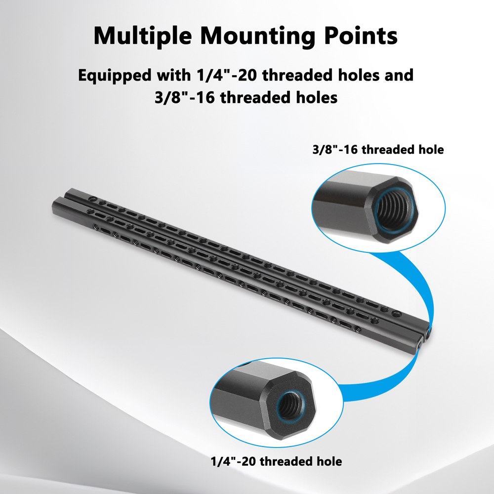 CAMVATE Support Bar with 1/4"-20 Accessory Threads for 15mm Rod System (9.8", 2-Pack)