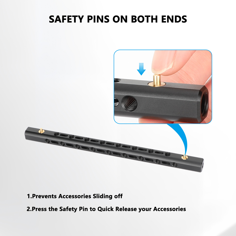 CAMVATE Support Bar with 1/4"-20 Accessory Threads for 15mm Rod System (9.8", 2-Pack)