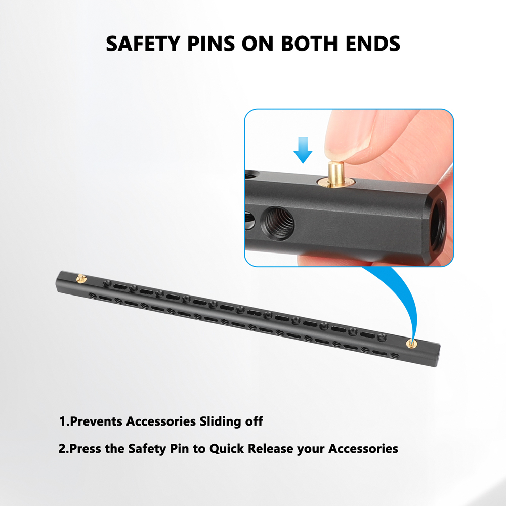 CAMVATE Support Bar with 1/4"-20 Accessory Threads for 15mm Rod System (9.8", 2-Pack)
