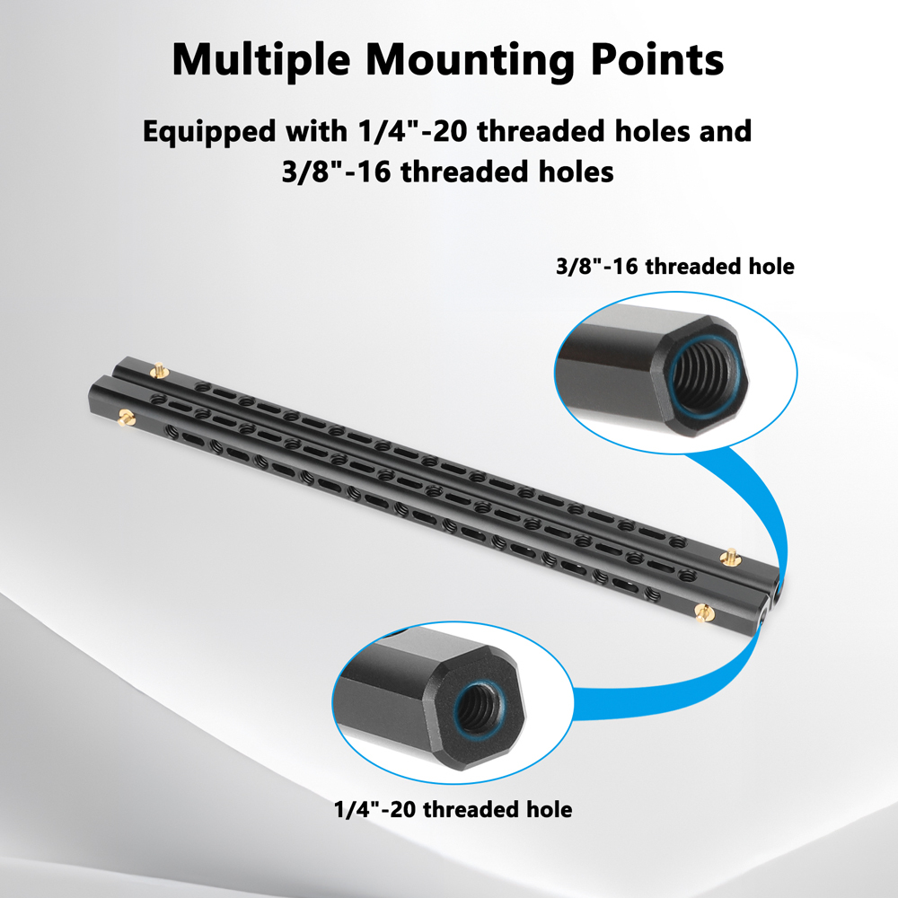 CAMVATE Support Bar with 1/4"-20 Accessory Threads for 15mm Rod System (9.8", 2-Pack)