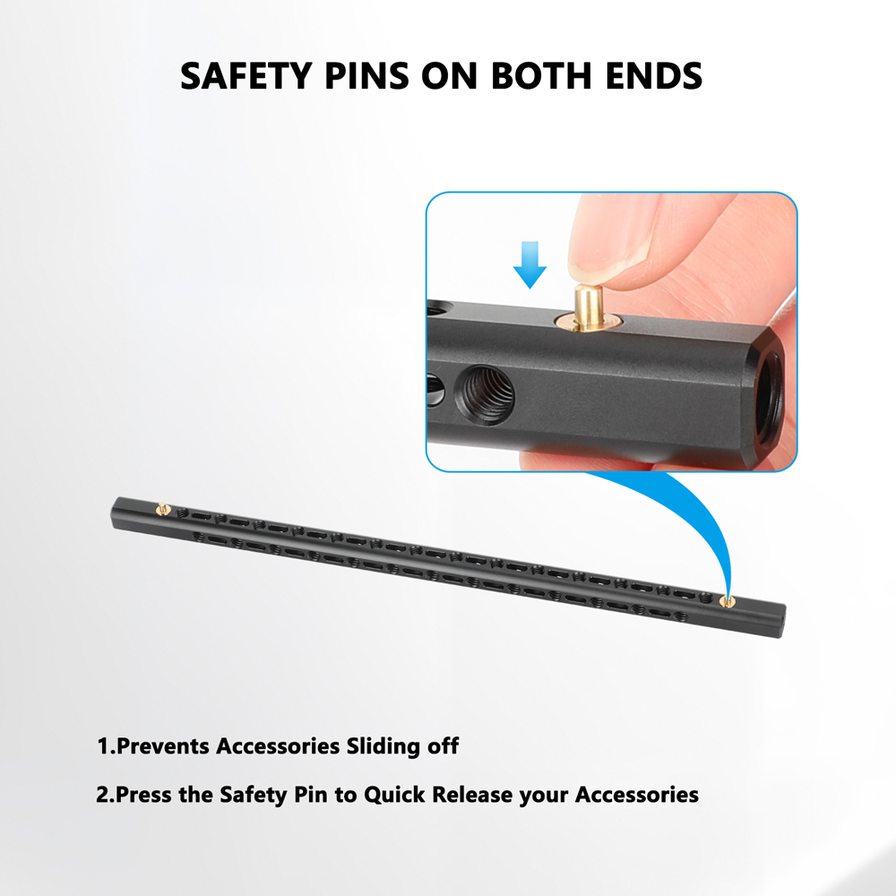 CAMVATE Support Bar with 1/4"-20 Accessory Threads for 15mm Rod System (9.8", 2-Pack)