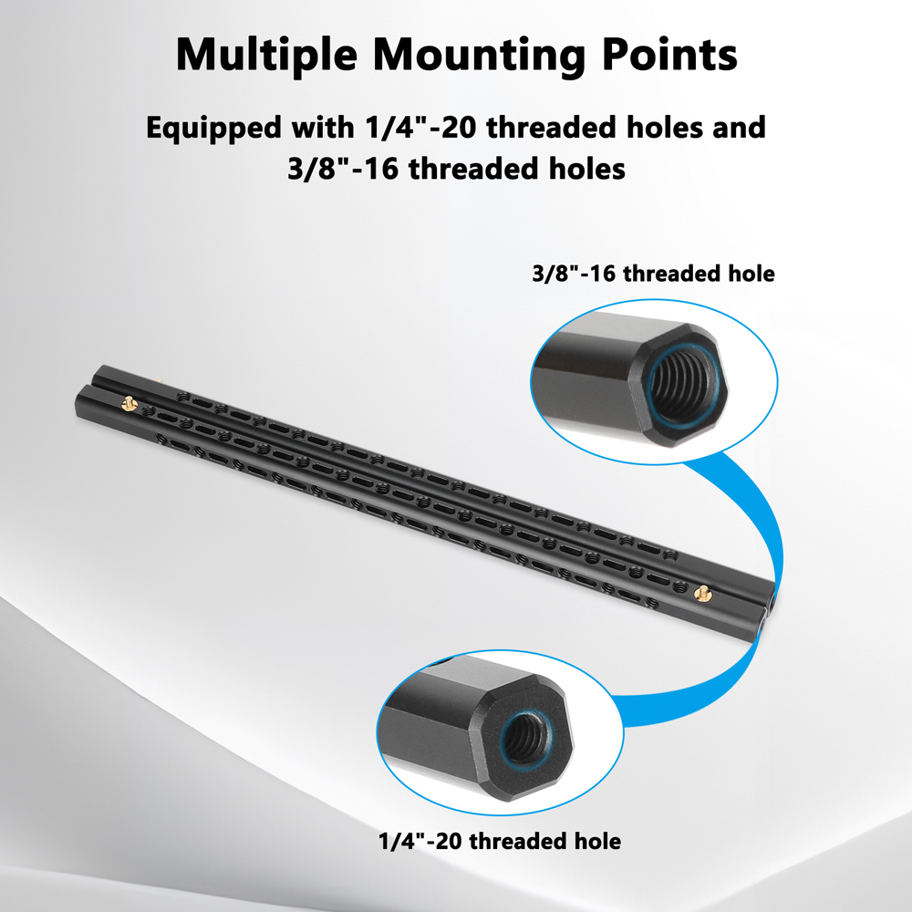 CAMVATE Support Bar with 1/4"-20 Accessory Threads for 15mm Rod System (9.8", 2-Pack)