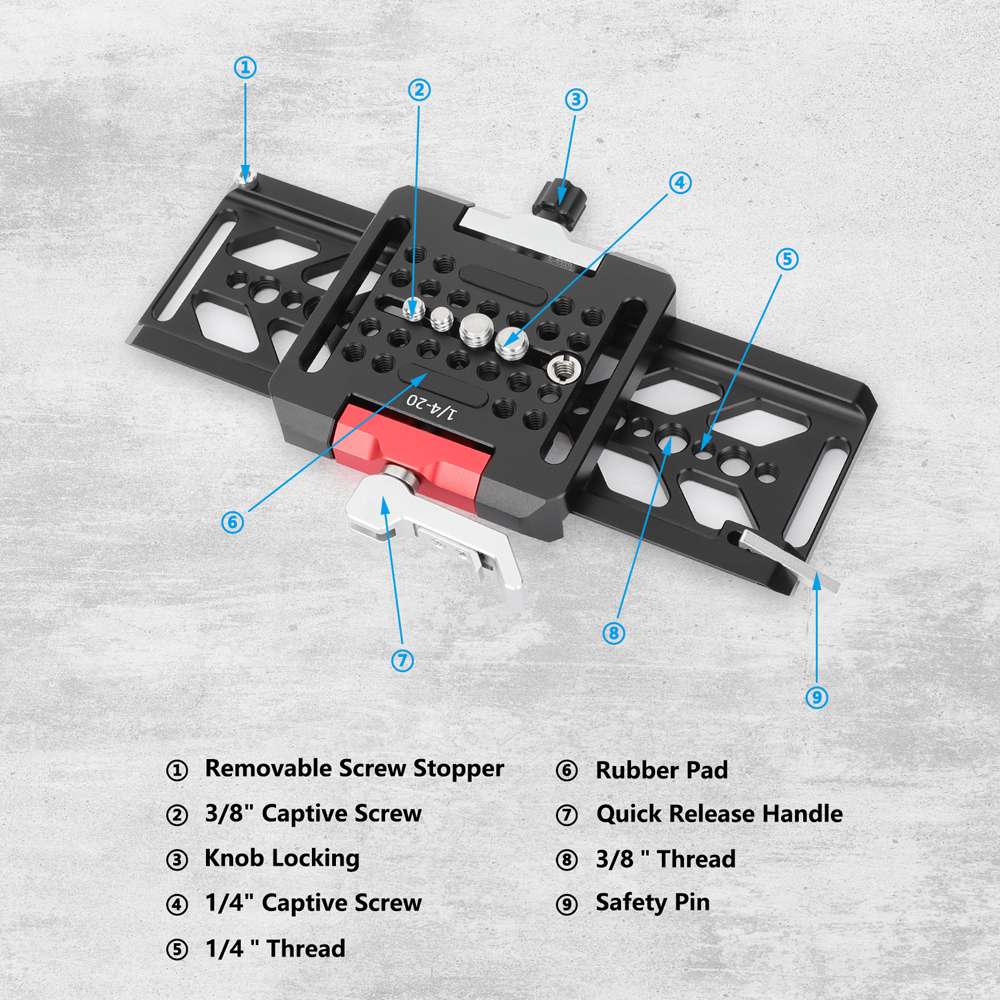 CAMVATE 8" ARRI-Standard Dovetail Plate and 15mm LWS Baseplate