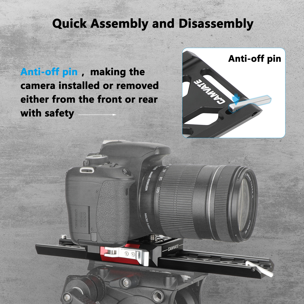 CAMVATE 10" Dovetail Plate and QR Baseplate with Double Rod Adapter