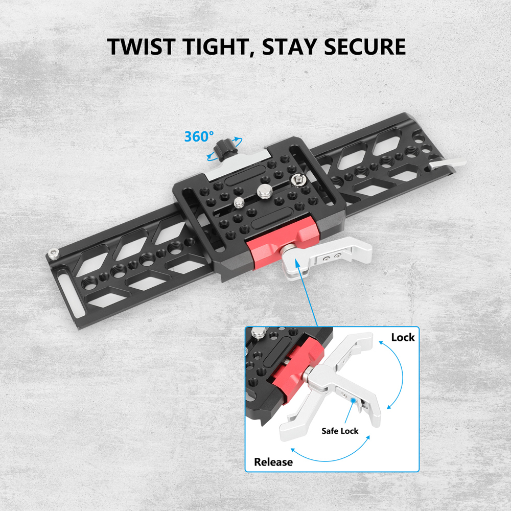 CAMVATE 10" Dovetail Plate and QR Baseplate with Double Rod Adapter