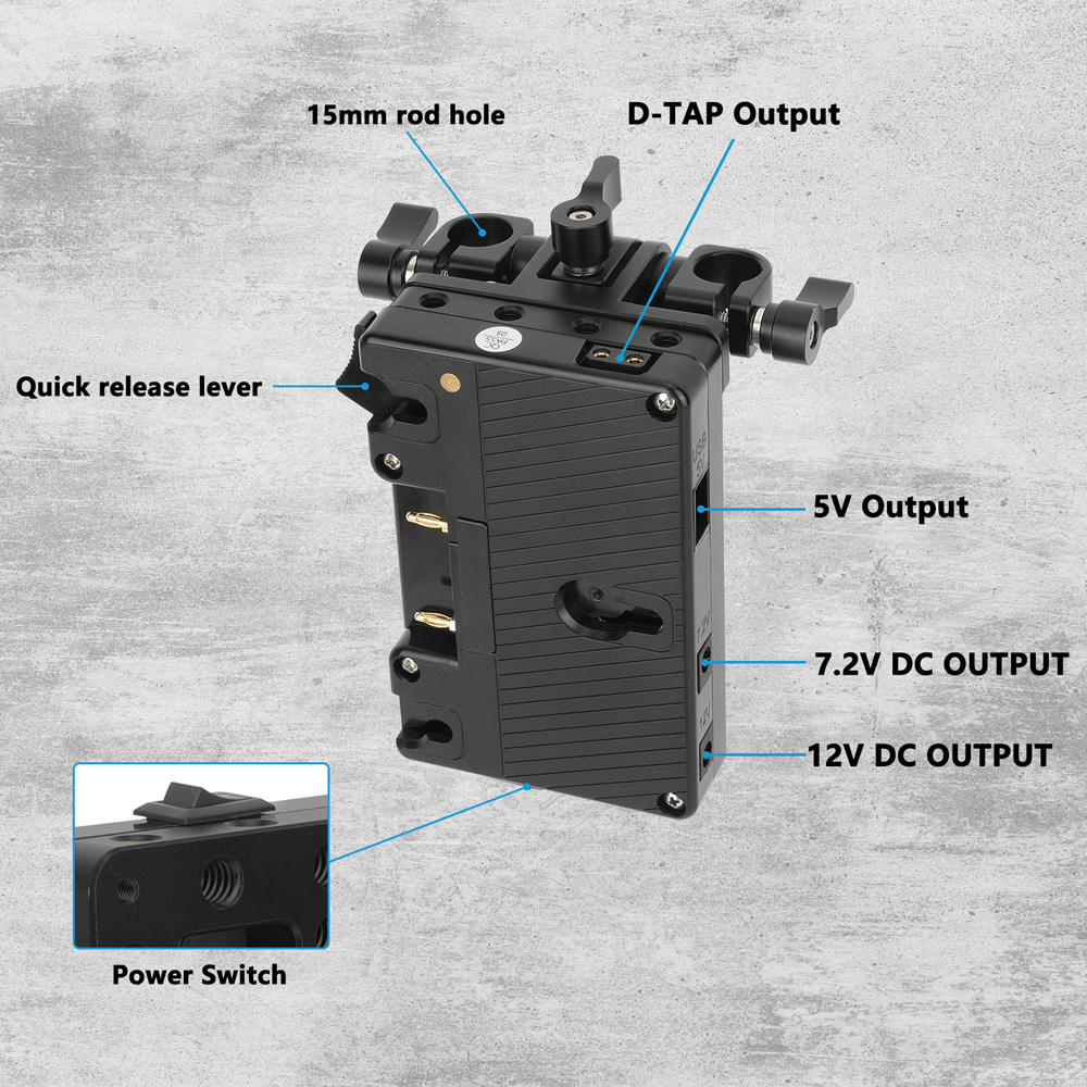 CAMVATE Gold Mount Battery Plate with Swivel 15mm LWS Rod Clamp
