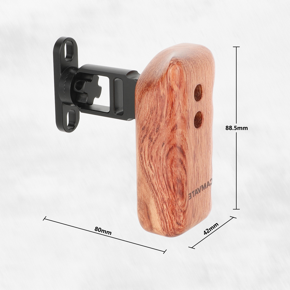 CAMVATE Wooden Side Handle with Rosette Joint & 1/4" Mount (Right Side)