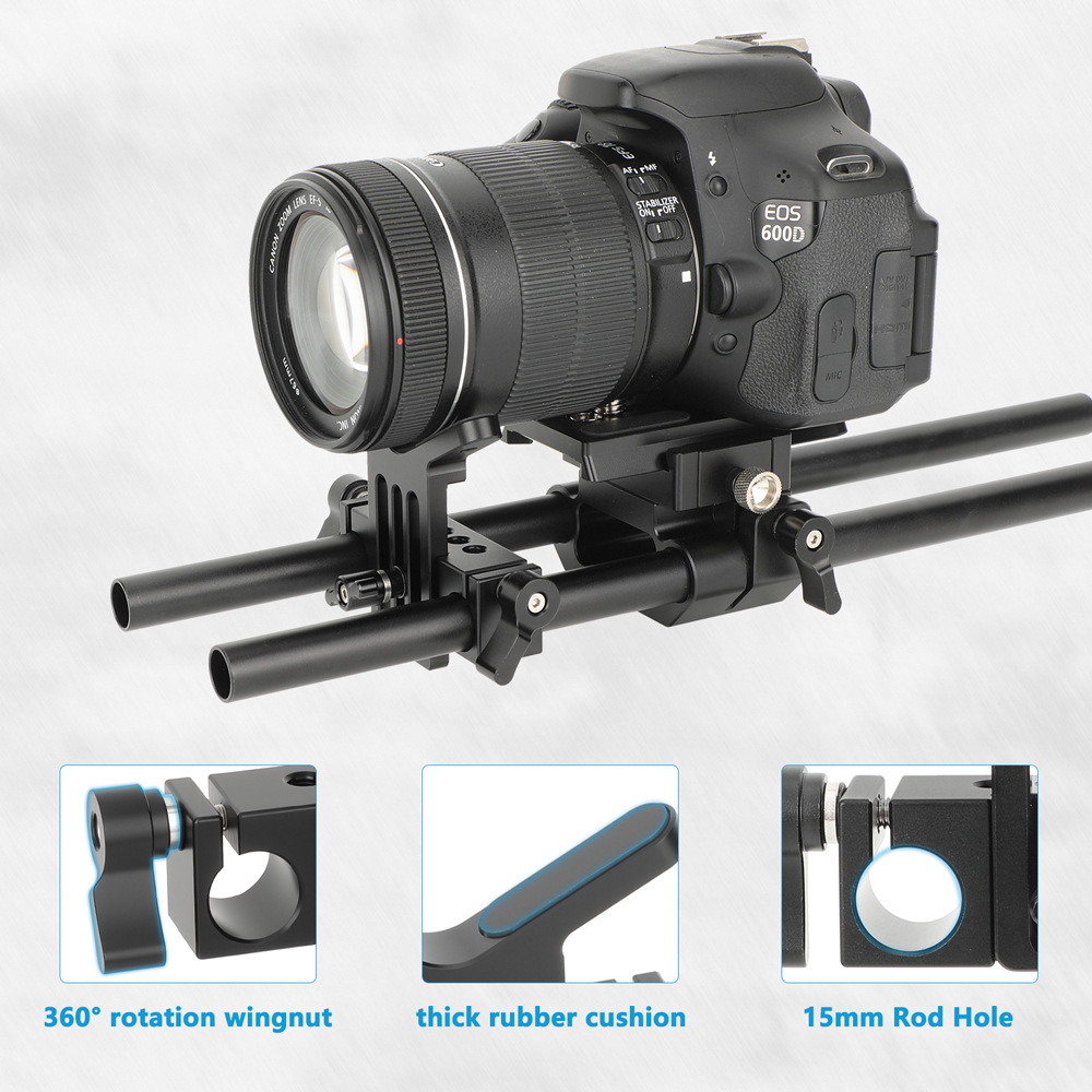 CAMVATE Lens Support 15mm Rod Clamp Rail Block for DSLR Rig Rod Support Rail System