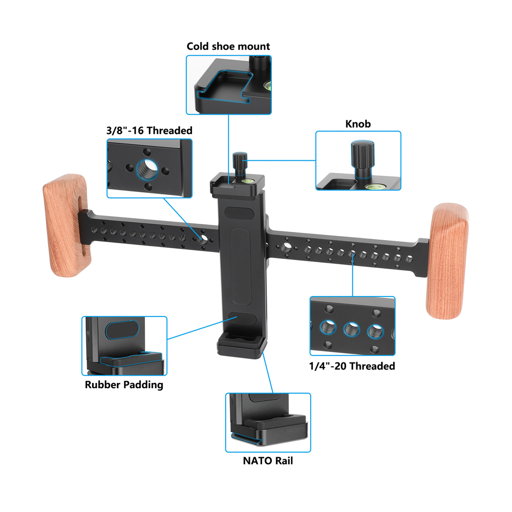 CAMVATE Tablet Mount with Dual Wood Handgrips for iPad/Tablet
