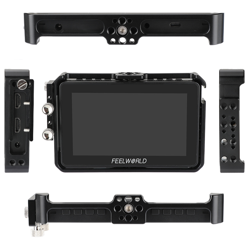 CAMVATE FeelWorld F5 Pro V2 5.5 Inch Touch Screen DSLR Camera Field Monitor 3D LUT 4K HDMI Input Output With Tilt Arm & Sunshade (Cage Included)