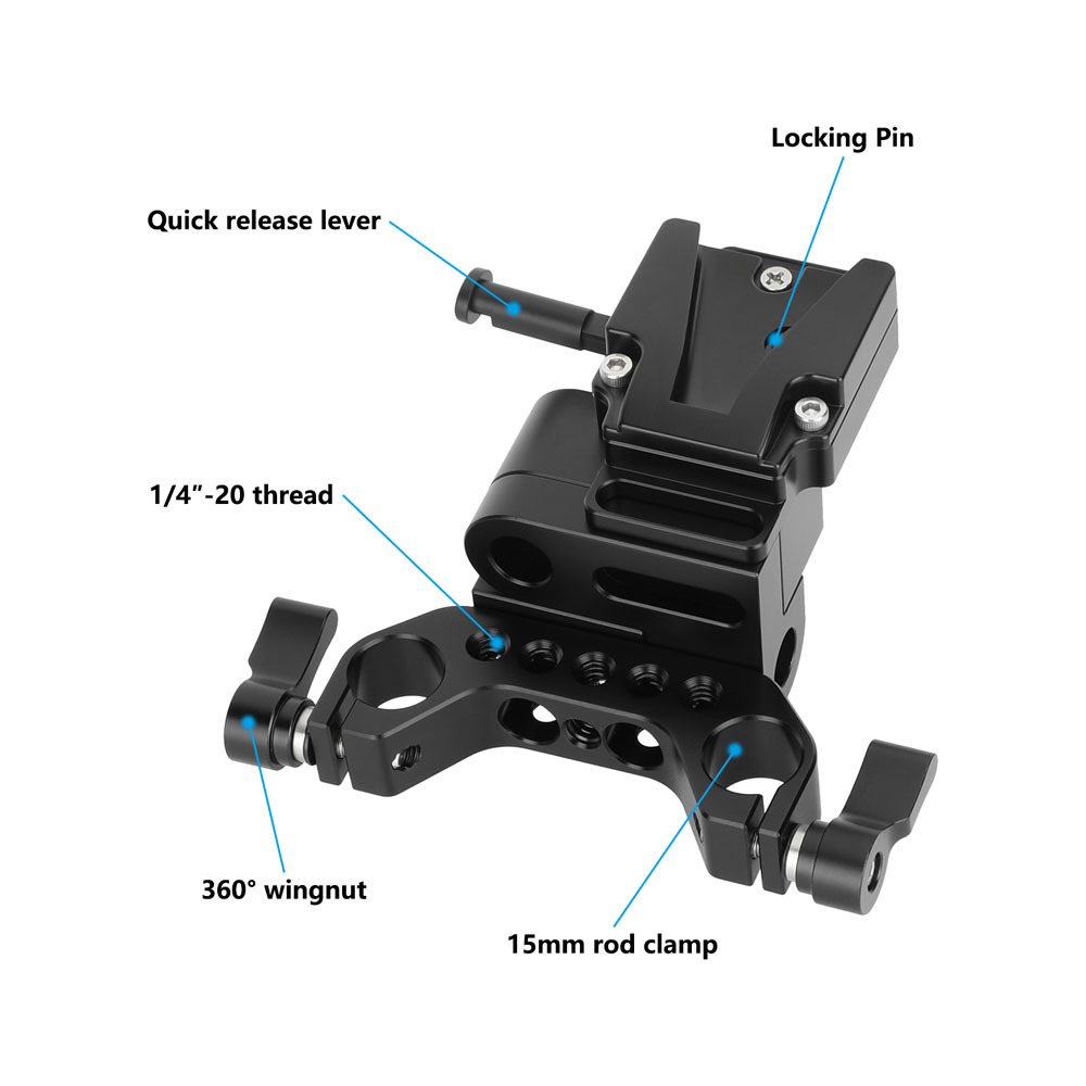 CAMVATE V-Lock Female Adapter with Adjustable 15mm LWS Rod Mount