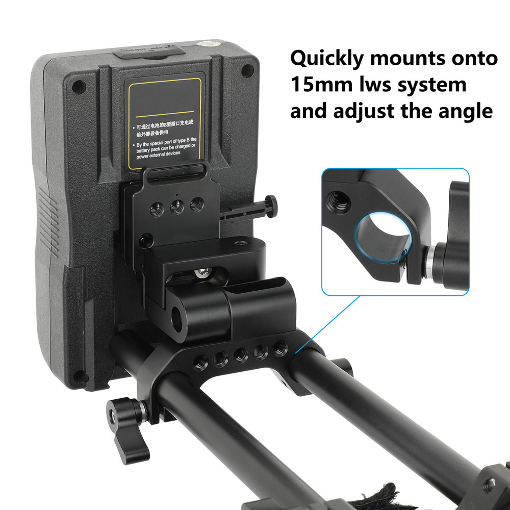 CAMVATE V-Lock Female Adapter with Adjustable 15mm LWS Rod Mount