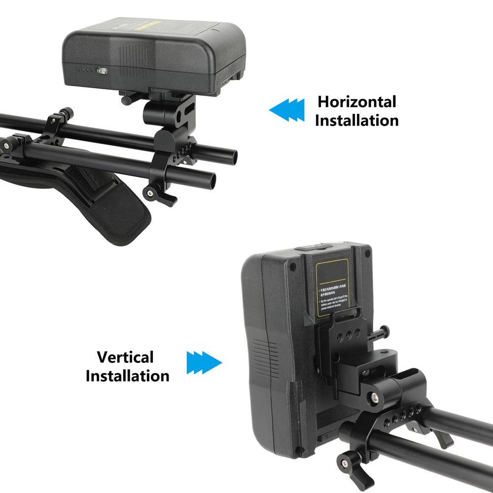 CAMVATE V-Lock Female Adapter with Adjustable 15mm LWS Rod Mount