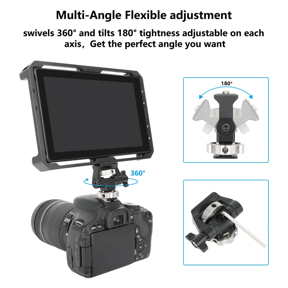 CAMVATE Swivel and Tilt Adjustable Monitor Mount with Shoe Mount