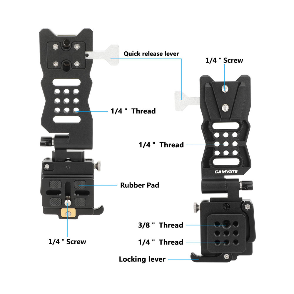CAMVATE L-Shaped V-Lock Mounting Plate with Arca-Type Quick Release System