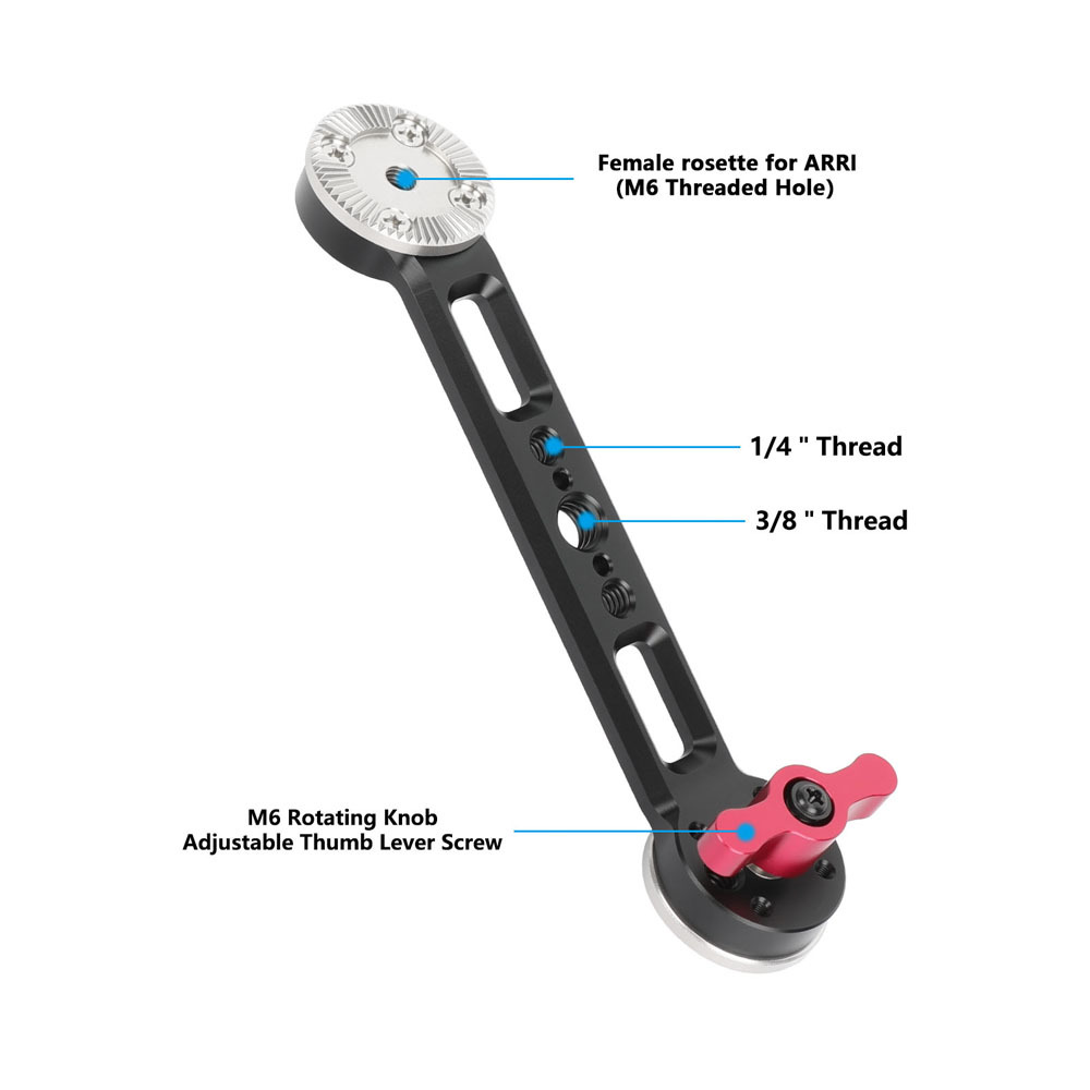 CAMVATE ARRI-Style Rosette Extension Arm with NATO Rail and M6 Screw Mounts