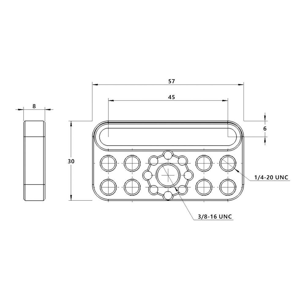 CAMVATE Mini Cheese Plate with Single Countersunk Slot & 1/4"-20 Threads