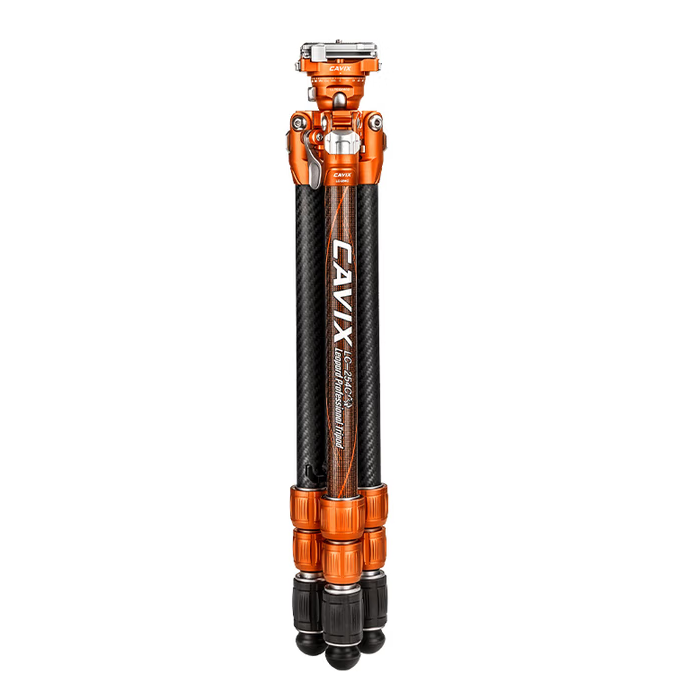 CAMVATE CAVIX LC254CC Orange  Lightning Leopard Carbon Fiber Tripod Travel Ultra Lightweight Carrying Stand DSLR Camera Photography Camera Tripod gimbal