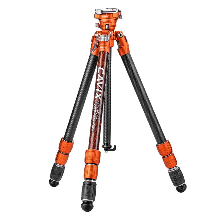 CAMVATE CAVIX LC254CC Orange  Lightning Leopard Carbon Fiber Tripod Travel Ultra Lightweight Carrying Stand DSLR Camera Photography Camera Tripod gimbal