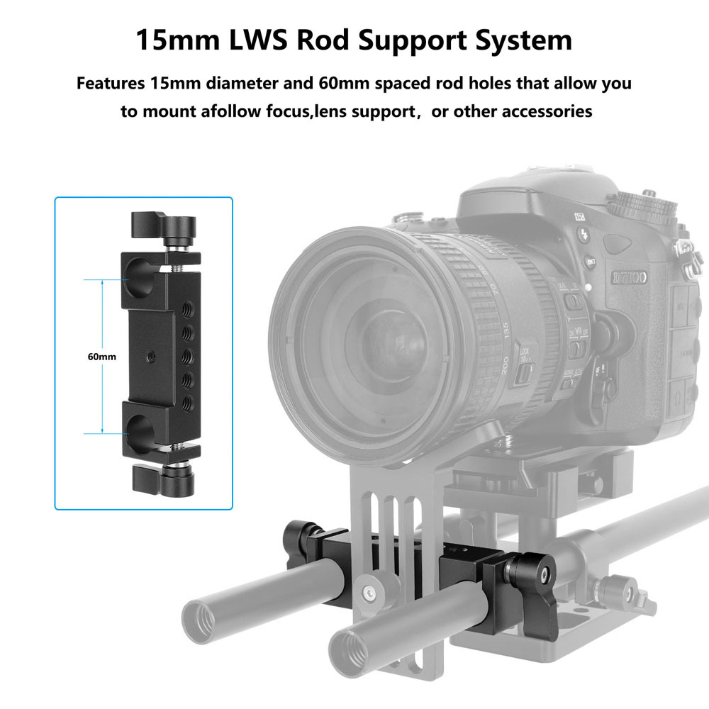 CAMVATE Rod Clamp 15mm Railblock fr DSLR 15mm Rail Rig Rod Support System