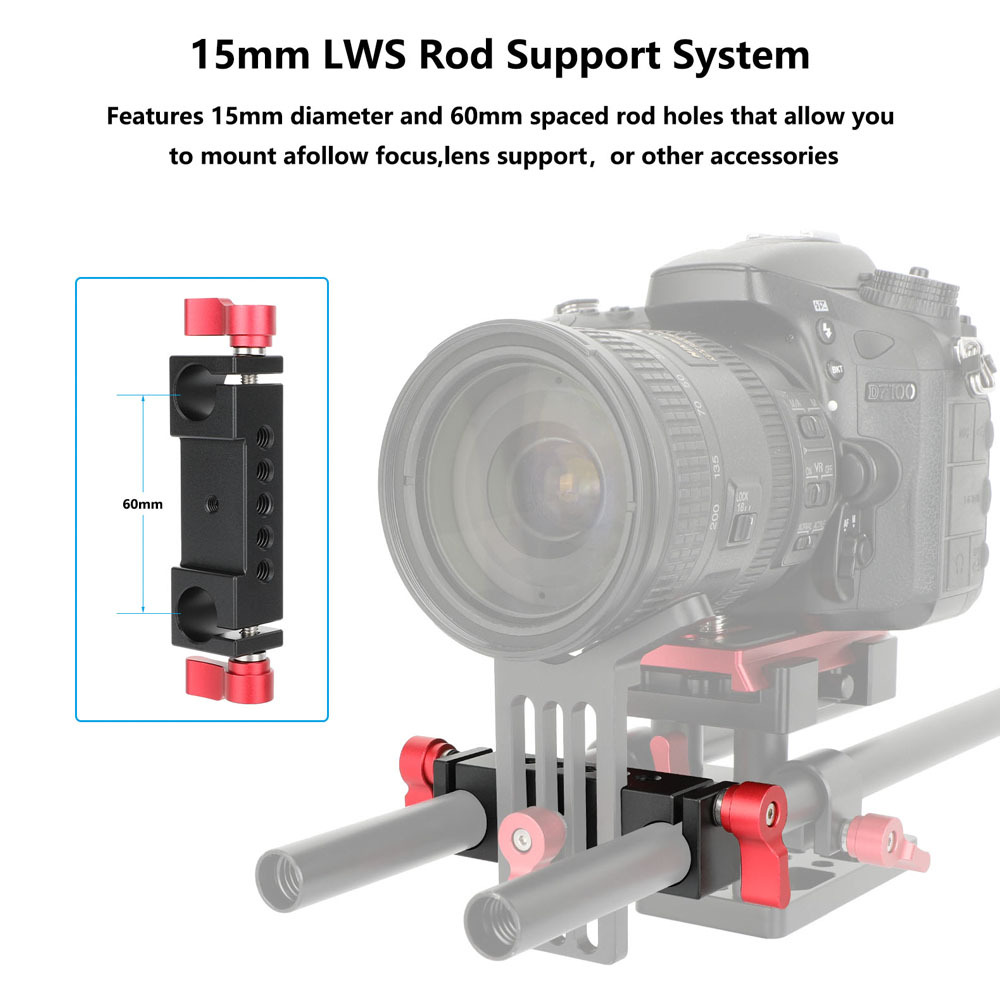 CAMVATE 15mm Railblock Rod Clamp Mount Hloder fr DSLR 15mm Rail Rig Cage Base Plate