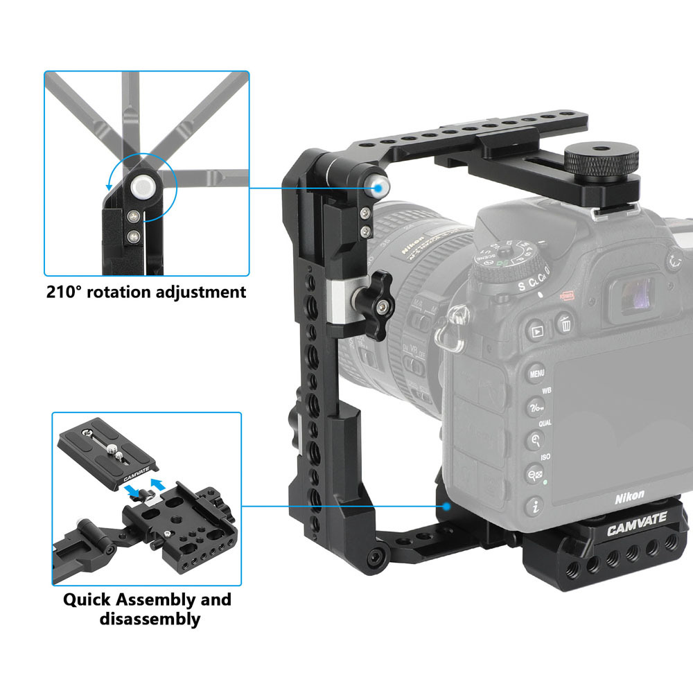 CAMVATE Quick Release Foldable Half Cage Kit with Manfrotto-Type Baseplate