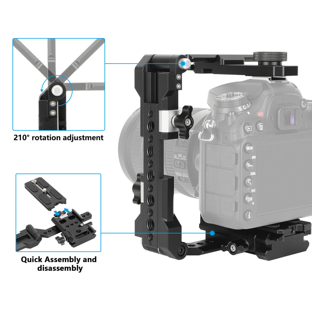 CAMVATE Quick Release Foldable Half Cage Kit with Arca-Type Baseplate