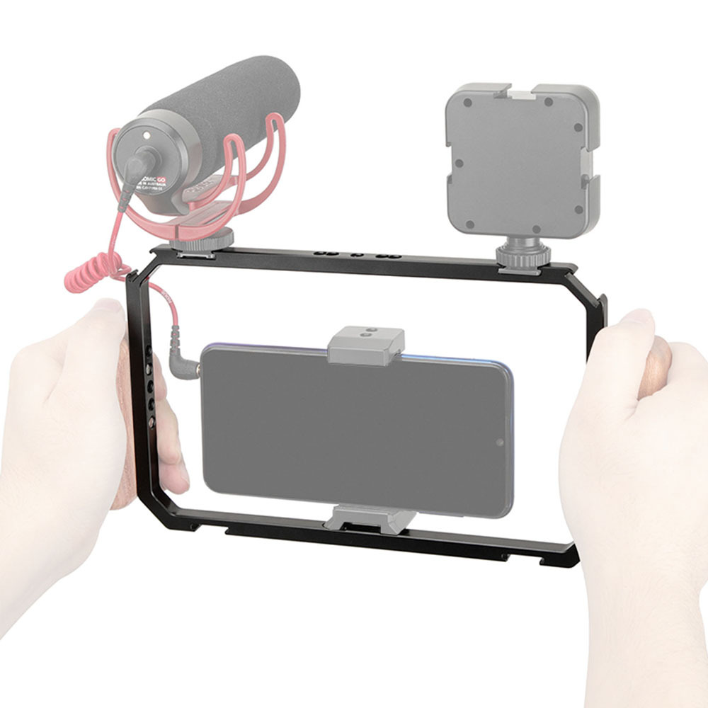 CAMVATE Universal Smartphone Full Cage Kit With Adjustable Phone Clip And Cold Shoe Mounts And 1/4" 3/8" Mounting Points