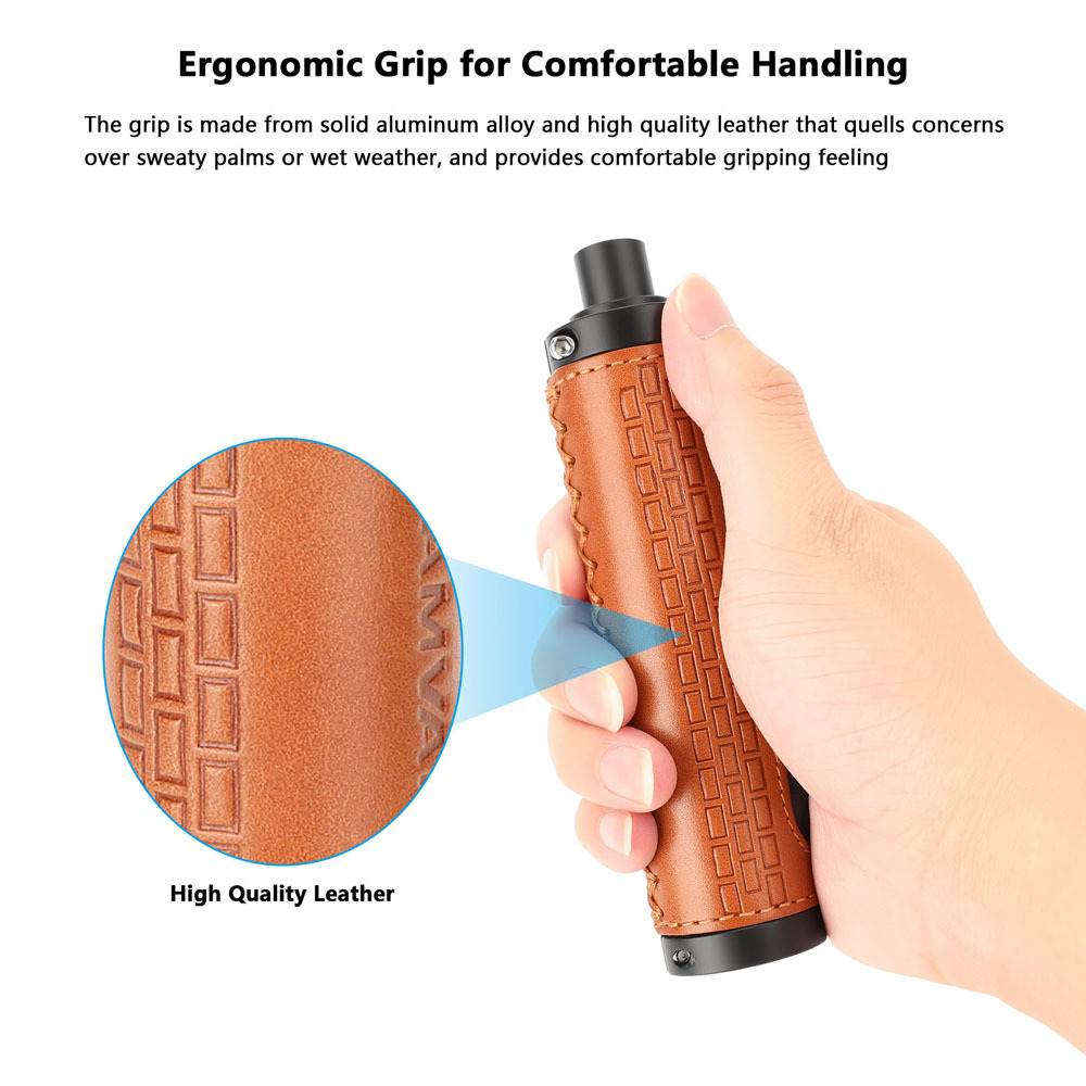 CAMVATE Rubber Hand Grip With 15mm Rod & 1/4"-20 Mounting Points For DSLR Camera Shoulder Mount Rig (Black Fixing Ring)